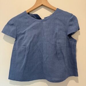 Chic Blue Linen Women's Blouse